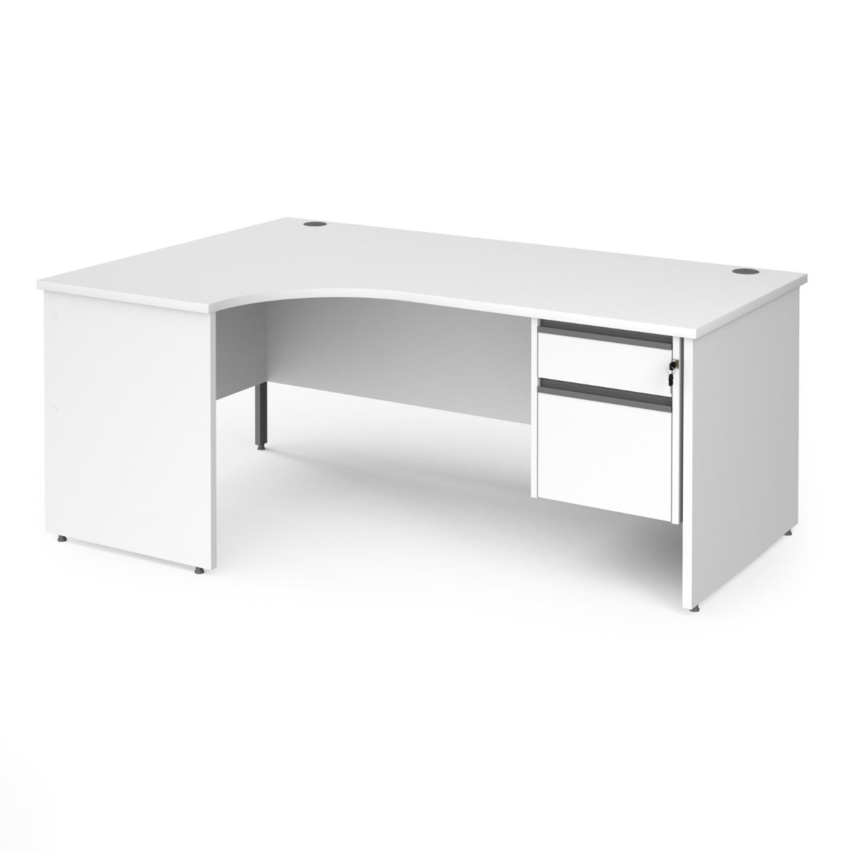 Contract Panel Leg Left Hand Ergonomic Corner Desk with Two Drawer Storage